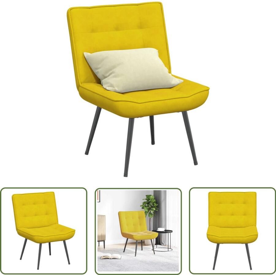VidaXL Fauteuil Relaxfauteuil Relaxstoel 64x74x84 cm fluweel geel Fluweel Gele Lounge