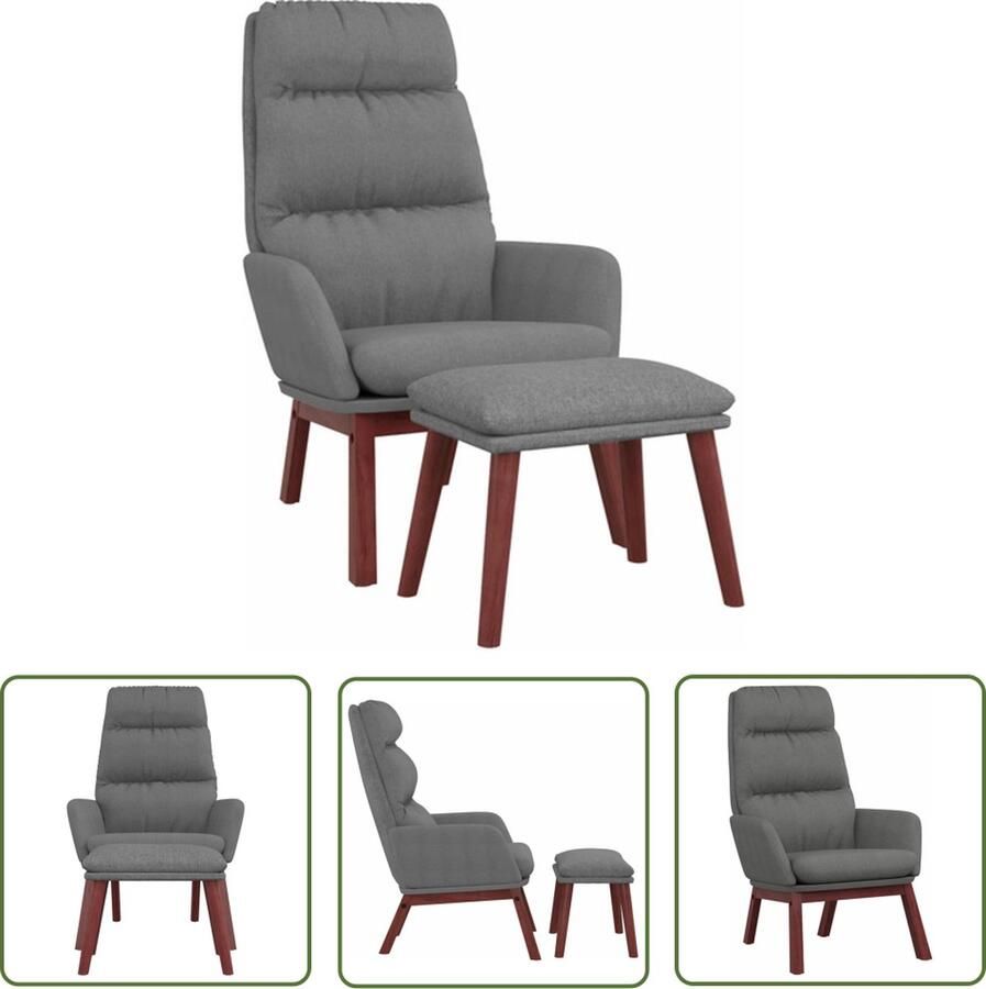 VidaXL Fauteuil Relaxfauteuil Relaxstoel met voetenbank stof lichtgrijs Loungestoel Tuinstoel Buitenmeubilair