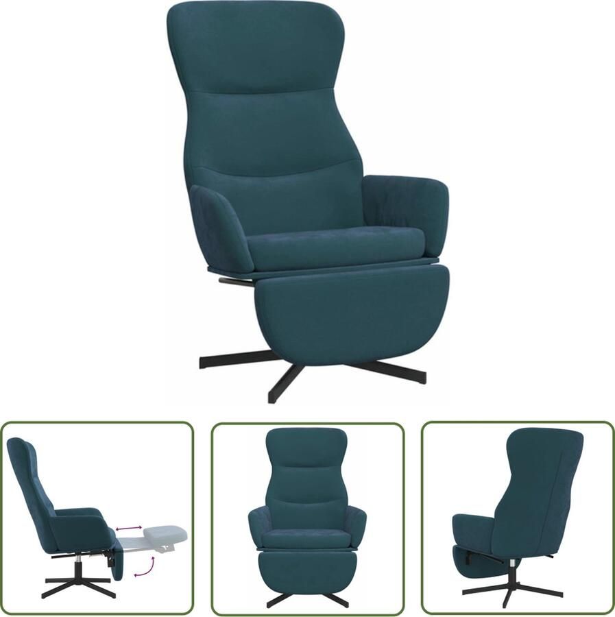 The Living Store Relaxstoel Fluwelen Stoel 70 x 77 x 94 cm Blauw Relaxfauteuil Fauteuil Loungestoel Velvet Fauteuil Blauwe Fauteuil