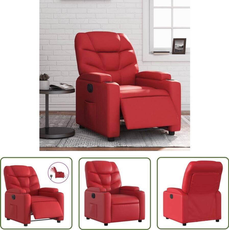 VidaXL Fauteuil verstelbaar elektrisch kunstleer rood Elektrische Fauteuil Rood Lounge Stoel Designstoel Relaxfauteuil