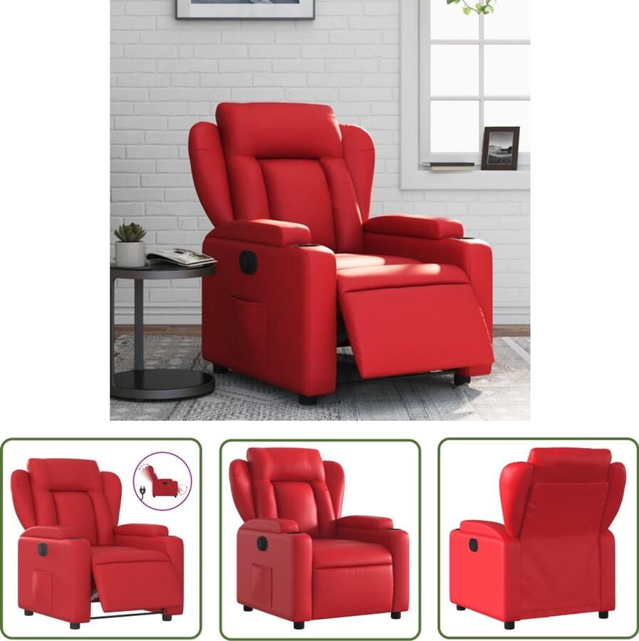 VidaXL Fauteuil Rood Elektrische Fauteuil verstelbaar elektrisch kunstleer rood Lounge Stoel Relaxstoel Lederlook Fauteuil