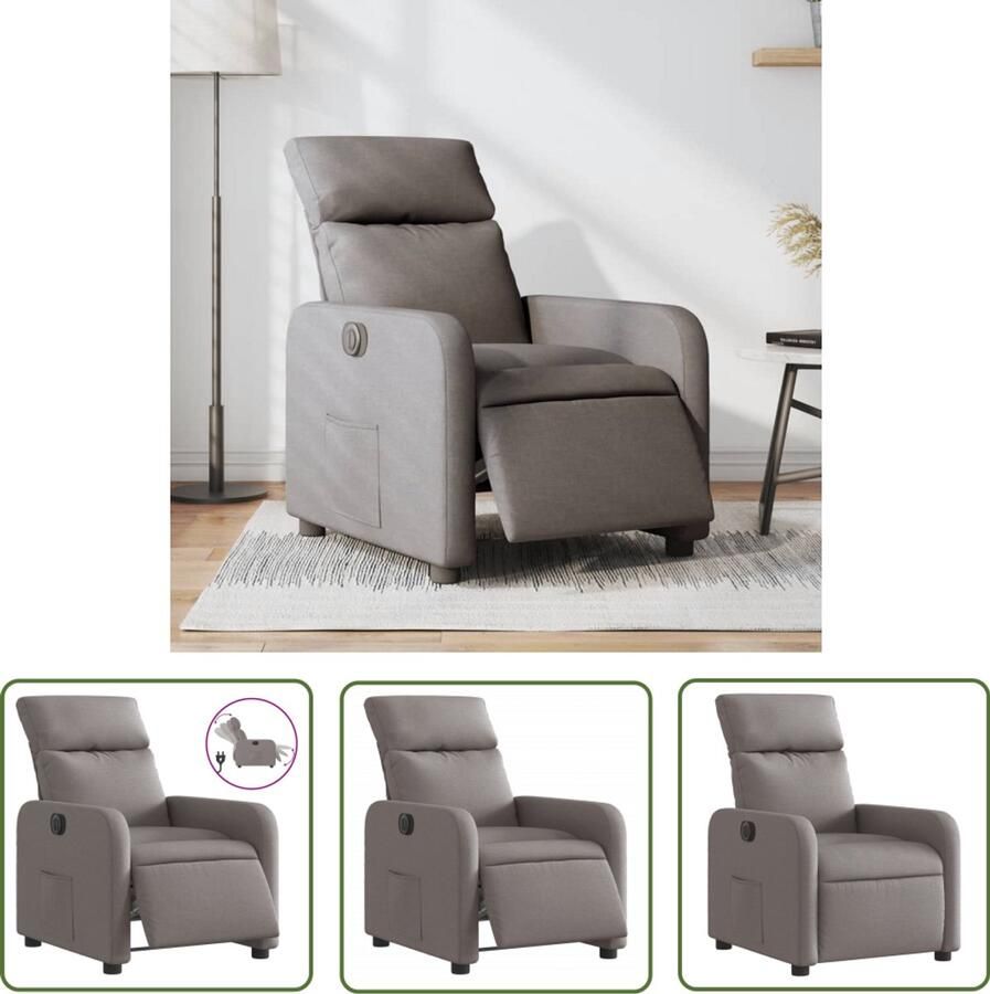 VidaXL Fauteuil verstelbaar elektrisch stof taupe Elektrische Fauteuil Lounge Stoel Fauteuil Taupe Designstoel Relaxfauteuil