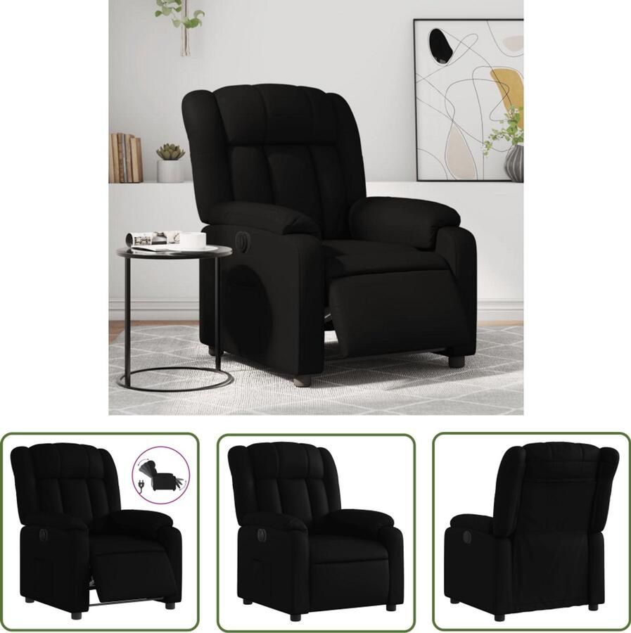 The Living Store Fauteuil elektrisch verstelbaar kunstleer zwart Elektrische Fauteuil Loungestoel Kunstleder Fauteuil Zwarte Fauteuil Ergonomische Stoel