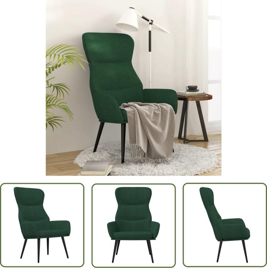 The Living Store Fauteuil Relaxstoel 70 x 77 x 94 cm Donkergroen Relaxstoel Fauteuill Lounge Chair Donkergroen Meubilair Velours Stoffen Bank - Foto 3