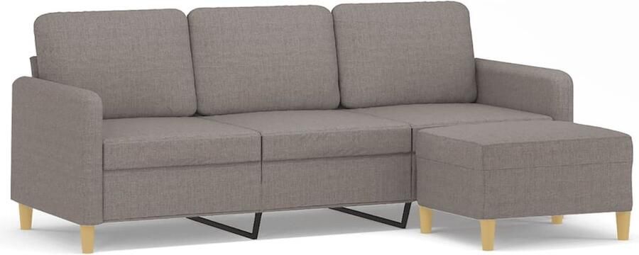 VidaXL Fauteuils 3 Zits Bank Driezitsbank met voetenbank 180 cm stof taupe Lounge Set Woonkamer Meubels Relaxstoel