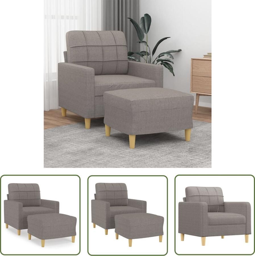 VidaXL Fauteuil met voetenbank 60 cm stof taupe Fauteuil Fauteuils Lounge Chair Relaxfauteuil Leesfauteuil