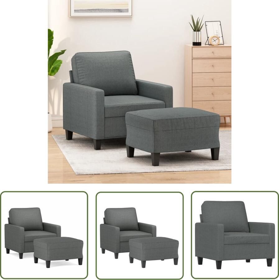 The Living Store Fauteuil Donkergrijs Stof (100% polyester) 78 x 77 x 80 cm Duurzame stof Stevig frame Comfortabele zitting Veelzijdige voetenbank Opvallend ontwerp