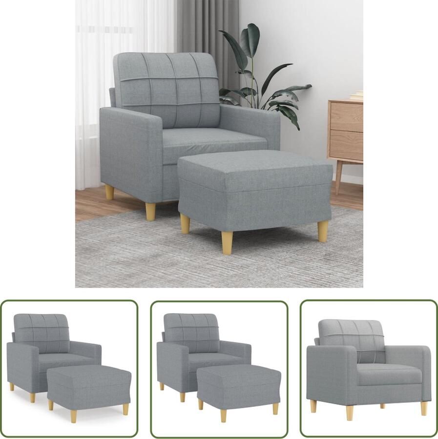 The Living Store Fauteuil Lichtgrijs Stof 78x77x80 cm Comfortabele zitting Fauteuil Grijs Fauteuils Lounge Relaxfauteuil Loungestoel Eetkamerstoelen