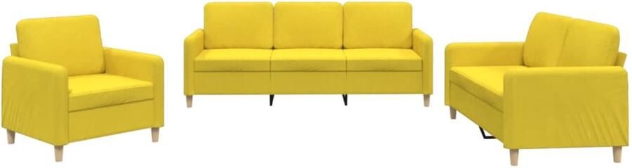 VidaXL Loungeset 3-delig met Kussens Lichtgeel Loungebank Bankstel Fauteuils Tuinset Geel Meubilair