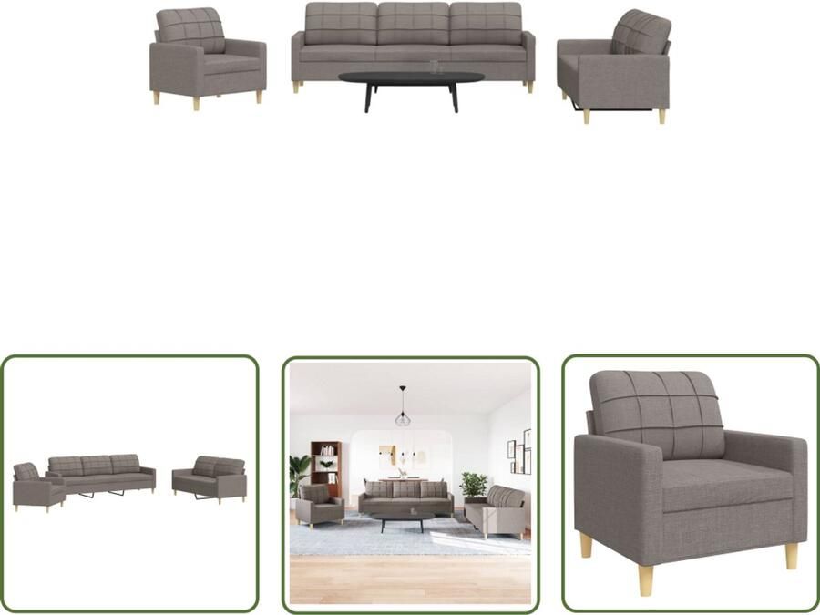 The Living Store 3-delige Loungeset stof taupe Loungeset Fauteuils Bankstellen Tuinlounge Buitenleven