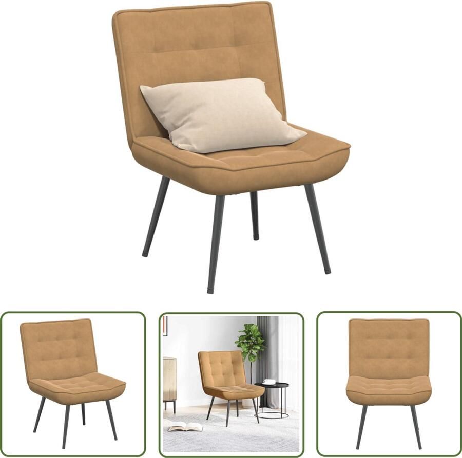 VidaXL Relaxstoel 64x74x84 cm fluweel bruin Relaxfauteuil Fauteuils Lounge Stoel Huiskamer Meubilair Fluweel Fauteuil