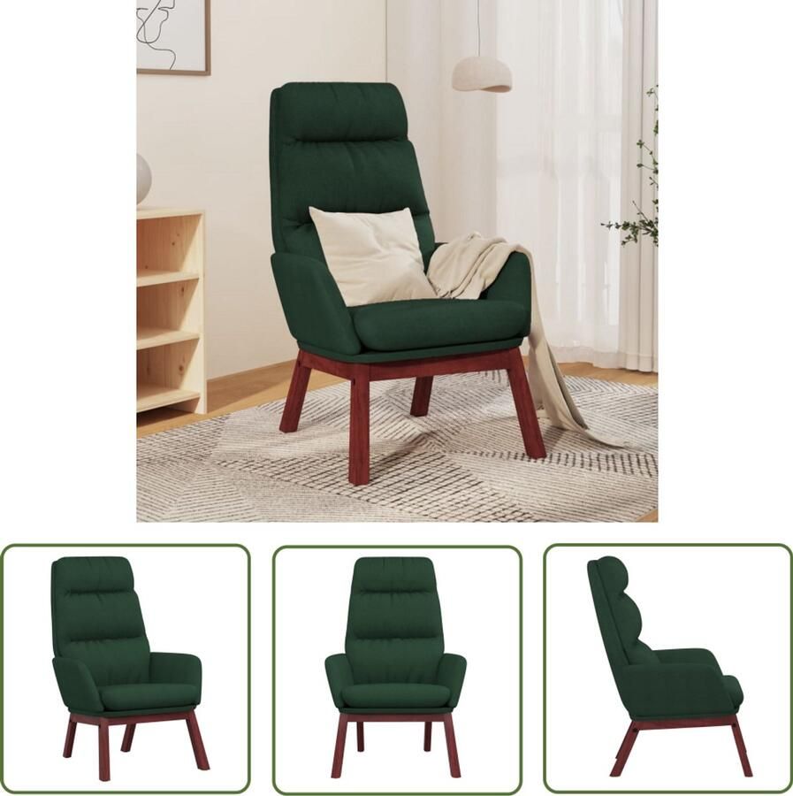 The Living Store Relaxstoel stof donkergoen Relaxfauteuil Fauteuils Loungestoel Donkere Meubels Velours Fauteuil