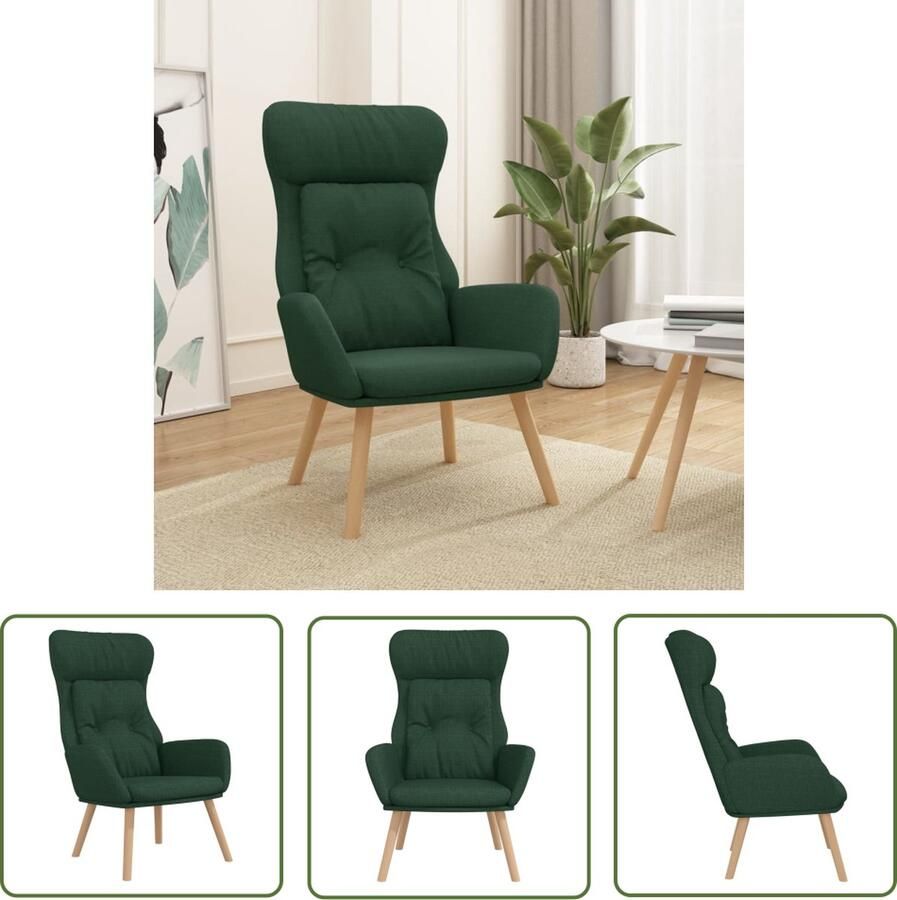 The Living Store Fauteuil Relaxstoel donkergroen 70 x 77 x 94 cm dik gevoerd Relaxstoel Fauteuils Lounge Chair Comfortabele Stoel Velours Stoel - Foto 2
