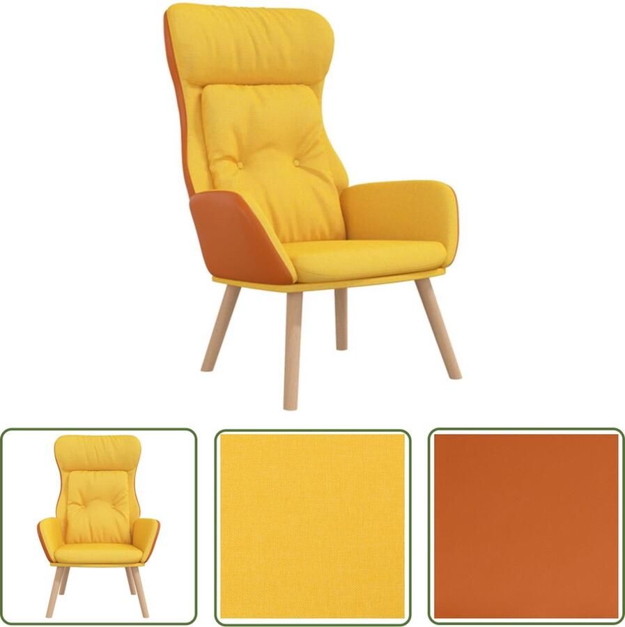 The Living Store Fauteuil Relaxstoel Dik gevoerd PVC stof Mosterdgeel 70x77x94cm Armleuningen Relaxstoel Fauteuils Lounge Chair Loungestoel Mustard Yellow - Foto 2