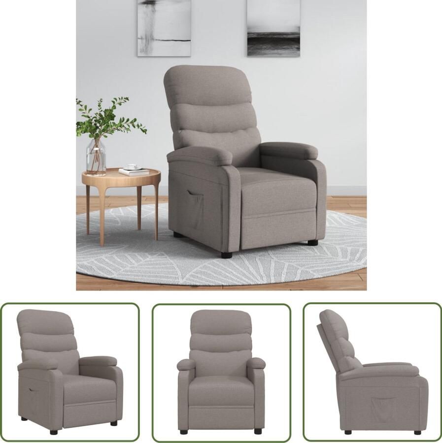 VidaXL Fauteuil verstelbaar stof taupe Fauteuil Verstelbaar Fauteuils Taupe Lounge Stoel Relaxstoel Ergonomische Stoel
