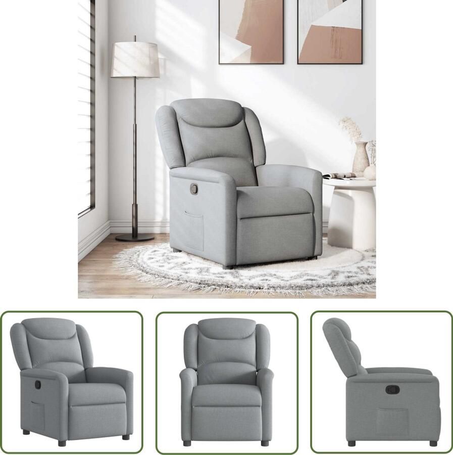 VidaXL Fauteuil verstelbaar stof lichtgrijs Verstelbare Fauteuil Fauteuils Lounge Stoel Relaxfauteuil Ergonomische Stoel