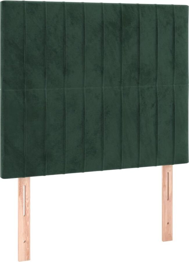 The Living Store Boxspring met matras fluweel donkergroen 100x200 cm Boxspringbed Fluweel Bed Verstelbare Hoofdbord Pocketveer Matras Middenhard Matras