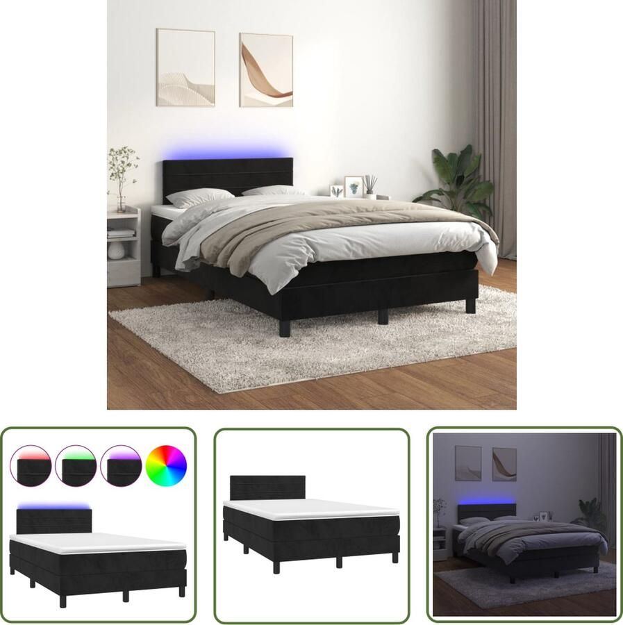 The Living Store Boxspring – Zacht fluwelen bed met LED-verlichting – Verstelbaar hoofdbord – Pocketvering matras – Huidvriendelijk topmatras Boxspring Fluweel Bed Led Lampje Adjustable Headboard Pocketveer Matras