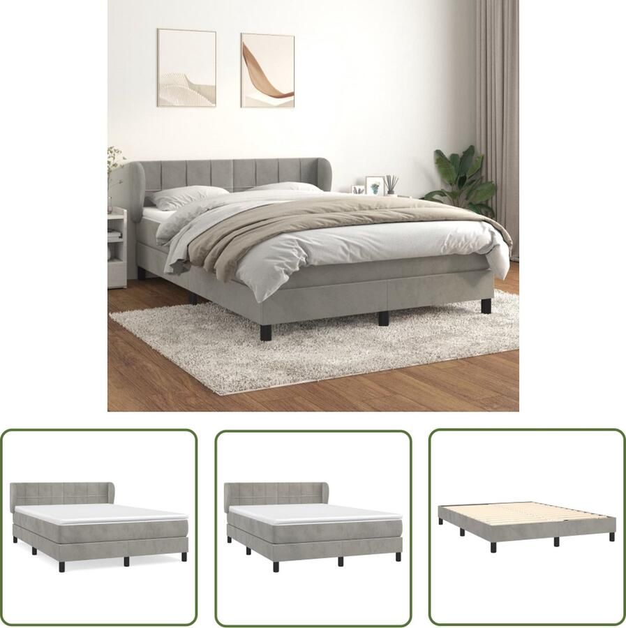 The Living Store boxspringbed Fluweel Pocketvering Middelharde ondersteuning Huidvriendelijk Boxspringbed Fluweel Bed Pocketveer Matras Middenhard Matras Slaapcomfort