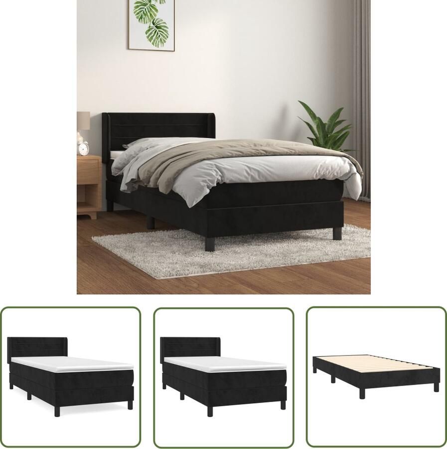 The Living Store Boxspringbed fluweel 203 x 103 x 78 88 cm verstelbaar hoofdbord pocketvering matras middelharde ondersteuning huidvriendelijk topmatras