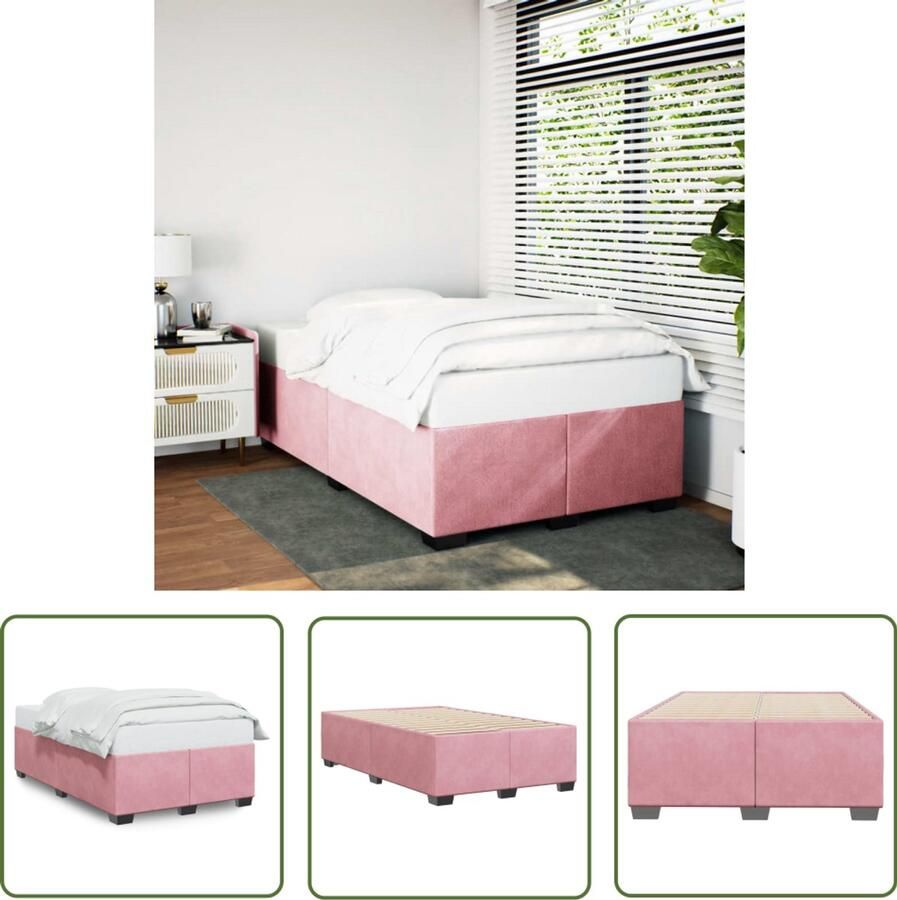 VidaXL Bedframe fluweel roze 120x200 cm Bed Frame Fluweel Bed Roze Bed Tweepersoons Bed King Size Bed