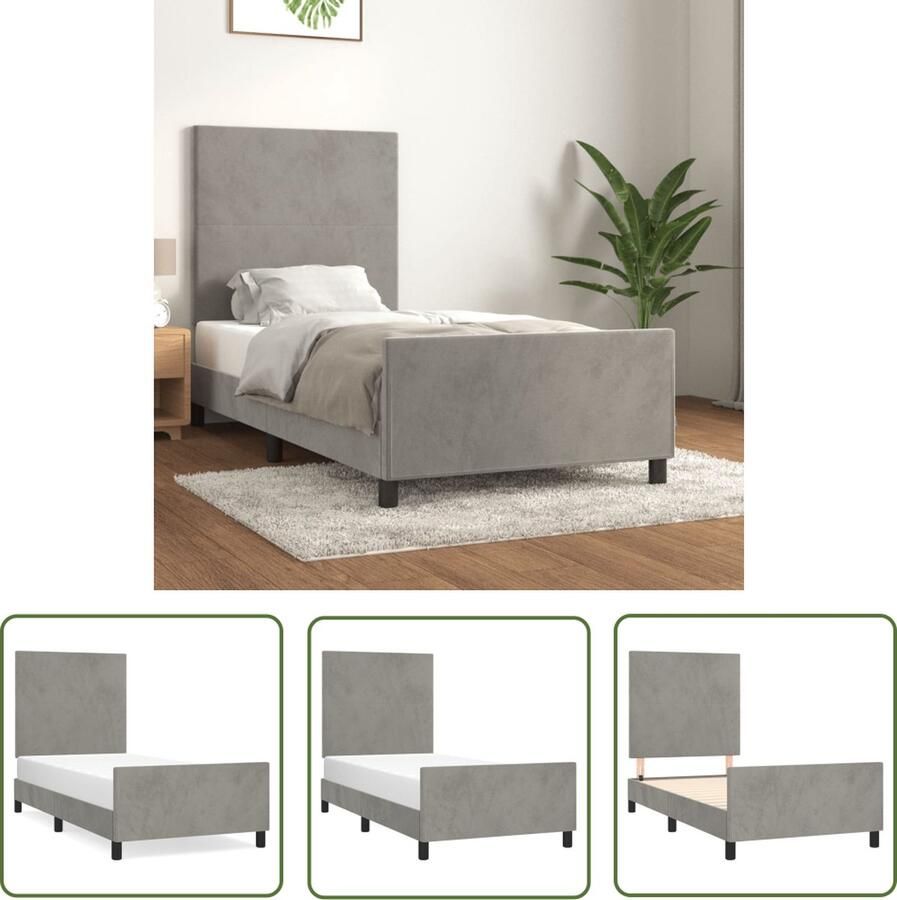 VidaXL Verstelbaar Bed Fluweel Bed Bedframe zonder matras 90x190 cm fluweel lichtgrijs Bed Met Hoofdeinde Tweepersoons Bed King Size Bed