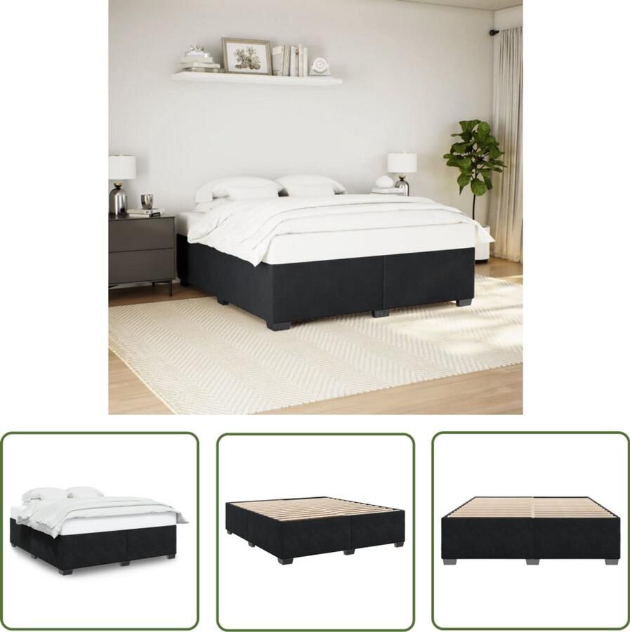 VidaXL Bedframe zonder matras 180x200 cm fluweel zwart Slaapcomfort Fluweel Bed Boxspring Frame Tweepersoons Bed Groot Bed