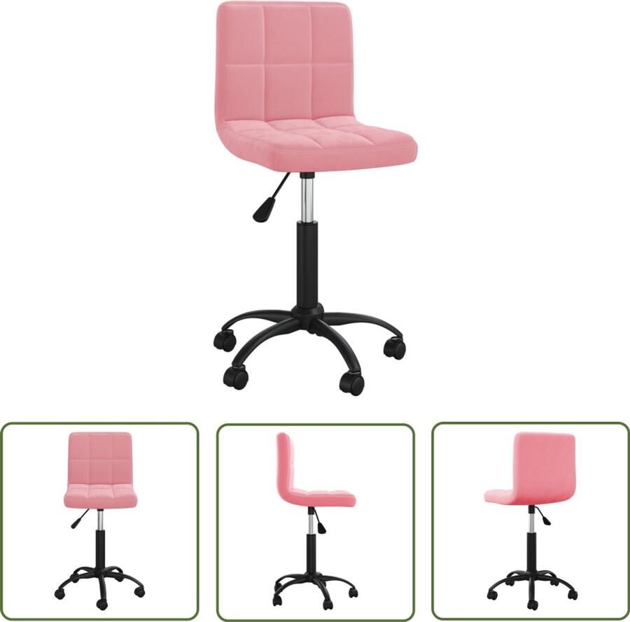 The Living Store Eetkamerstoel draaibaar fluweel roze Eetkamerstoel Fluweel Roze Draaibaar Verstelbaar