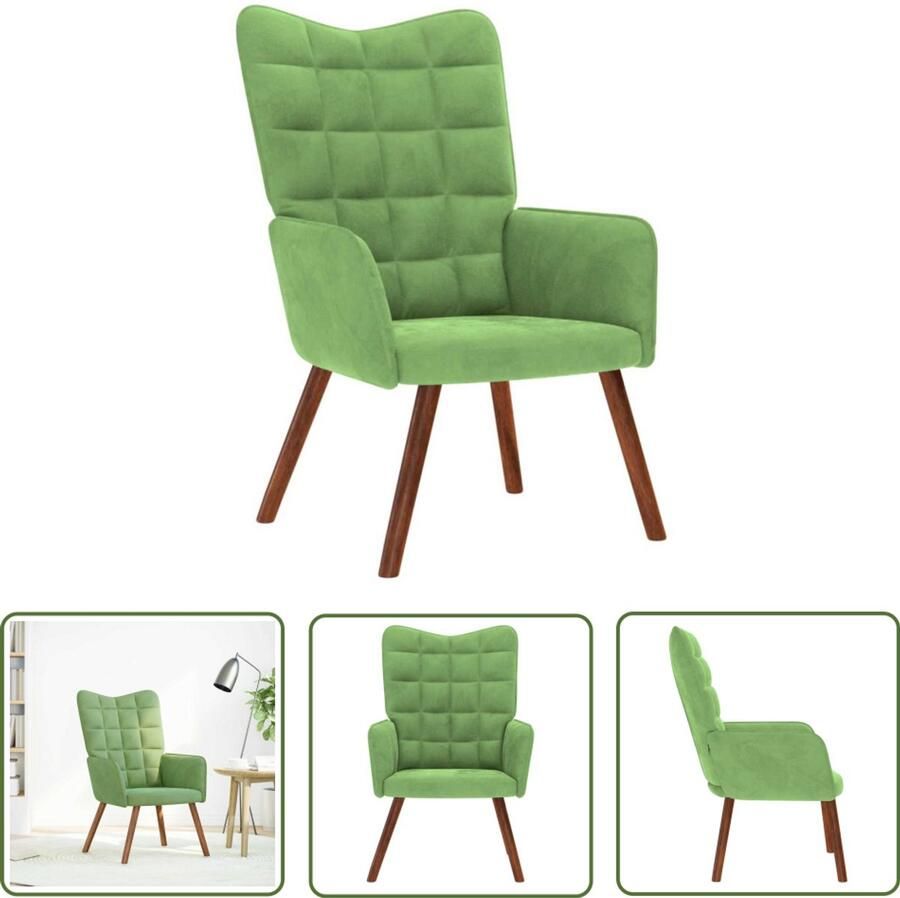 VidaXL Fluweel Relaxfauteuil Relaxstoel fluweel lichtgroen Lounge Stoel Groene Stoel Design Stoel