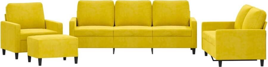 The Living Store Loungeset Zacht Fluweel Geel Comfortabel Stevig en Veelzijdig Afmetingen Loungeset Fluweel Sofa Hoekbank Salon Meubels Loungebank