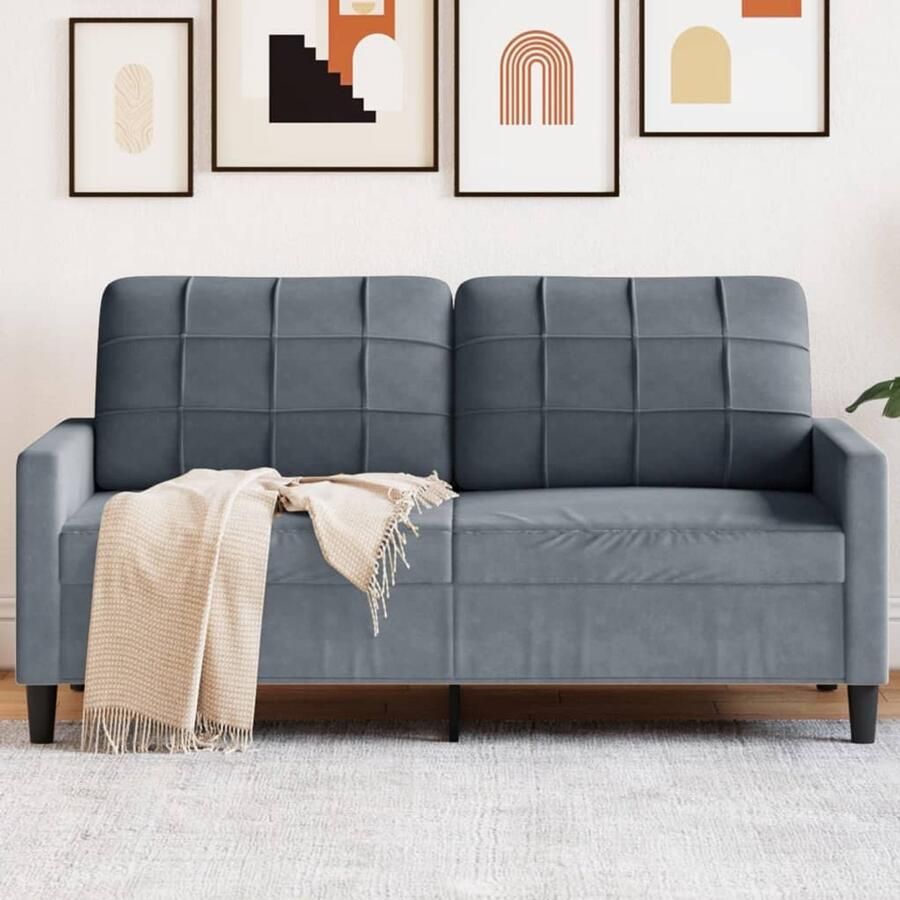 The Living Store 2-zitsbank fluweel donkergrijs 140x50x41 cm Comfortabele zitervaring Tweezitsbank Fluweel Sofa Donkere Grijze Bank Banks Kopen Lounge Meubels