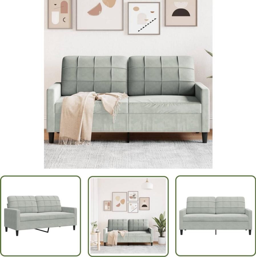 The Living Store 2-zitsbank 157 x 77 x 80 cm Lichtgrijs fluweel met stevig metalen frame Tweezitsbank Fluweel Sofa Grijze Bank Lounge Meubels Living Room Furniture