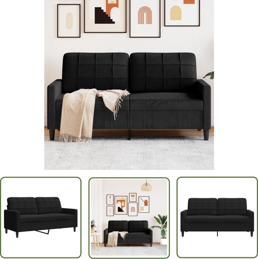 The Living Store 2-zitsbank fluweel zwart 157 x 77 x 80 cm Stevig frame Tweezitsbank Fluweel Sofa Zwarte Bank Lounge Bank Banks Kopen