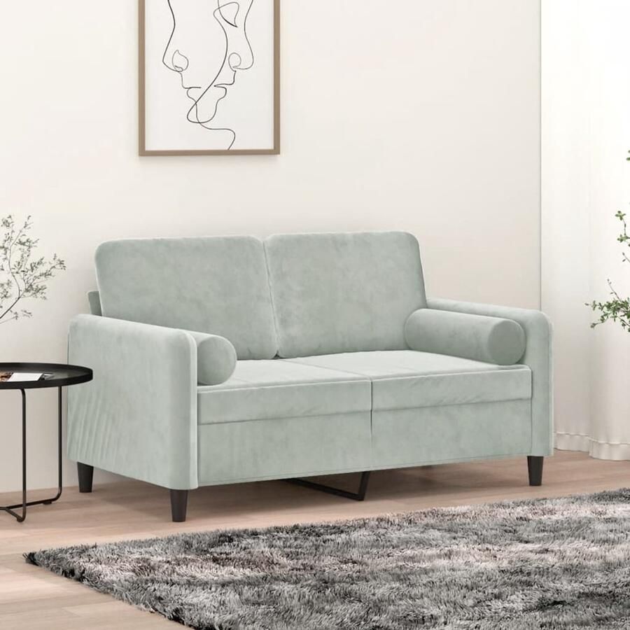 The Living Store 2-zitsbank fluweel lichtgrijs 138 x 77 x 80 cm comfortabele zitervaring Tweezitsbank Fluweel Sofa Grijze Bank Lounge Meubilair Comfortabele Bank