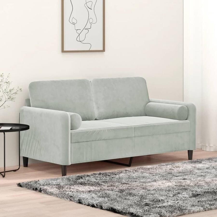 The Living Store 2-zitsbank Fluweel Lichtgrijs 158 x 77 x 80 cm Comfortabele zitervaring Tweezitsbank Fluweel Sofa Grijze Bank Lounge Meubilair Comfortabele Bank