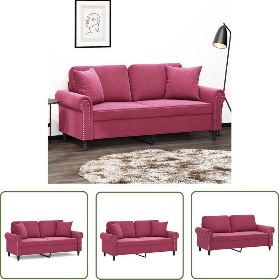 The Living Store Fluweel 2-zitsbank Wijnrood 172 x 77 x 80 cm Comfortabele zitting Tweezitsbank Fluweel Sofa Rode Bank Lounge Meubilair Woonkamer Decoratie
