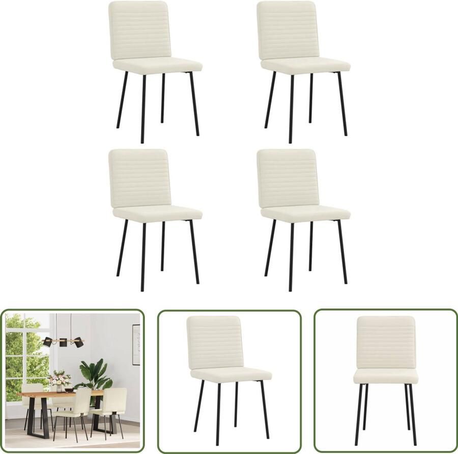The Living Store Eetkamerstoelen 4 st fluweel crèmekleurig Eetkamerstoel Fluweel Stoel Creme Fauteuil Comfortabele Stoel Moderne Eetkamerstoel