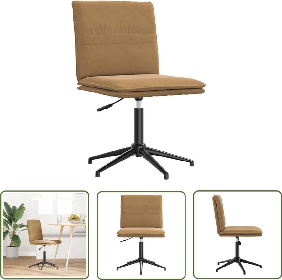 VidaXL Fluweel Stoel Eetkamerstoelen Eetkamerstoel fluweel bruin Bruine Stoel Design Stoel Comfortabele Stoel