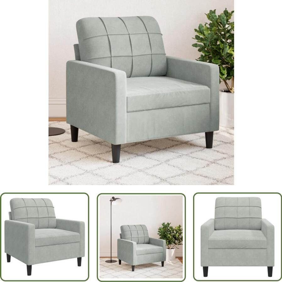 VidaXL Fauteuil 60 cm fluweel lichtgrijs Fauteuil Fluweel Stoffen Fauteuil Grijze Fauteuil Design Fauteuil Lounge Fauteuil - Foto 2