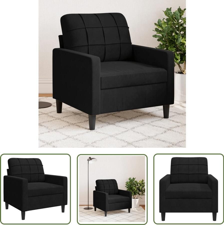 VidaXL Fauteuil 60 cm fluweel zwart Fauteuil Fluweel Stoffen Zwarte Fauteuil Luxe Fauteuil Comfortabele Fauteuil