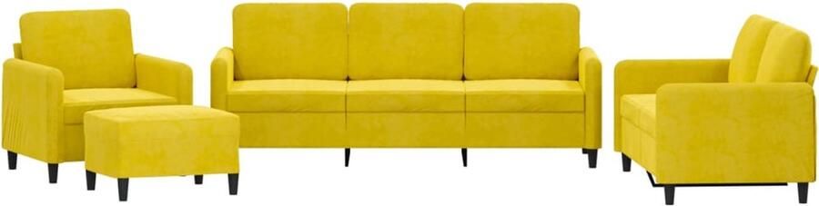 The Living Store Comfort Loungeset Geel Fluweel 3-zitsbank 198 x 77 x 80 cm Stevig frame Loungebank Fluweelb BANK Gele Bank Comfort Lounge Set Tuinlounge