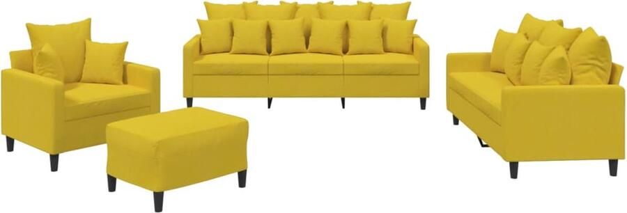 The Living Store Loungeset Fluweel Geel 2-Zitsbank Comfortabel Zitcomfort Loungebank Fluweelb BANK Gele Bank 2 Persoons Bank Lounge Set