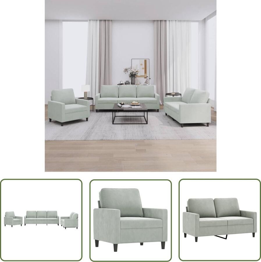 The Living Store Loungebank Fluweel 2-zitsbank Lichtgrijs 138 x 77 x 80 cm Dik gevoerde zitting Loungeset Fluweelb Bank Grijze Bank 2 Persoons Bank 3 Persoons Bank