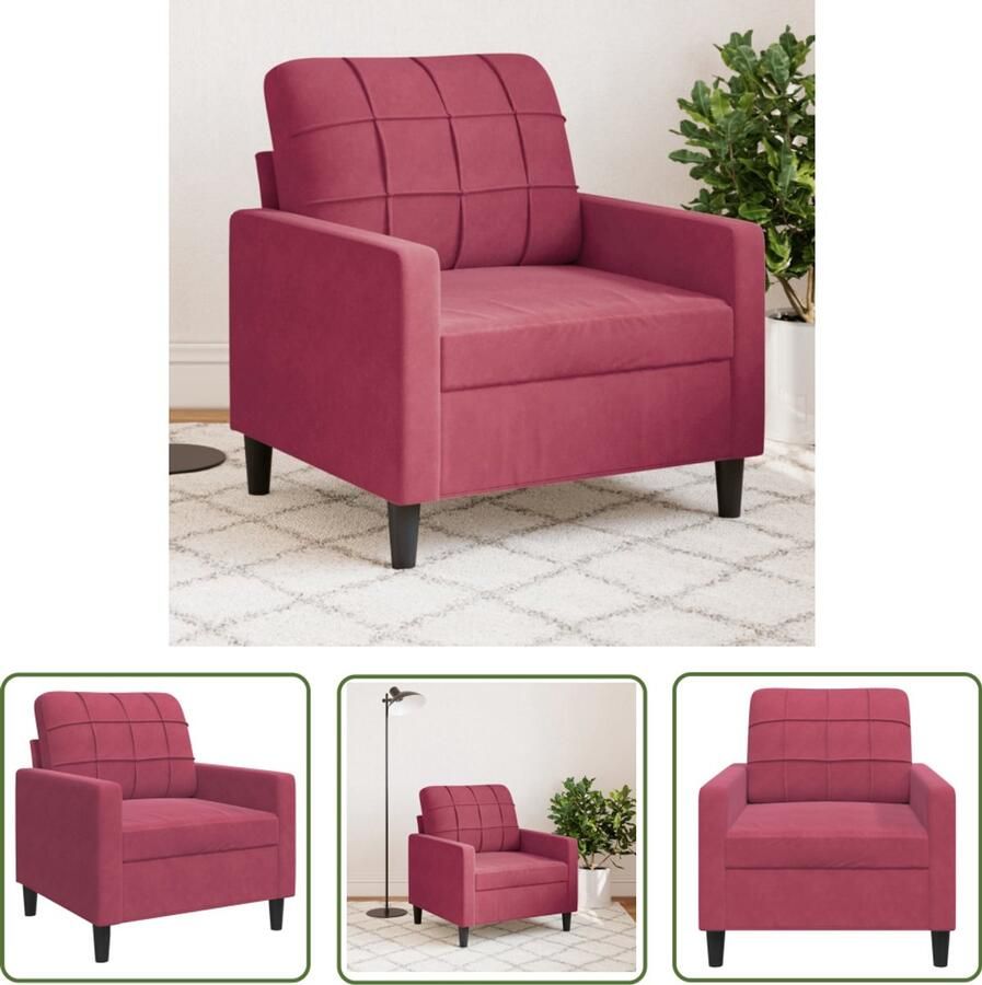 VidaXL Fauteuil 60 cm fluweel wijnrood Fauteuil Fluweelstoel Wijnrood Lounge Stoel Design Fauteuil