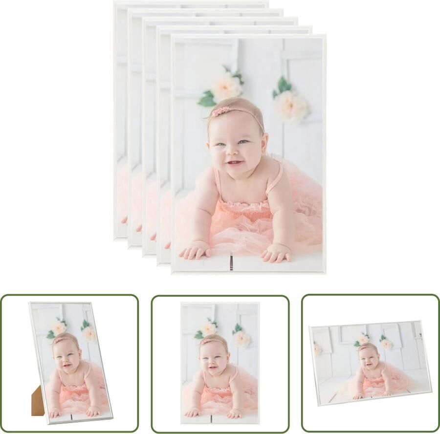 The Living Store Fotolijsten 5 st voor tafel 13x18cm MDF zilverkleurig Trendy Fotolijsten Fotolijst Silver Fotolijst Mdf Fotolijst Pvc Wanddecoratie