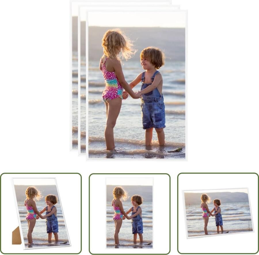 The Living Store Fotolijsten 3 st voor wand of tafel 70x90 cm MDF wit Fotolijst Fotolijsten Witte Fotolijst Mdf Fotolijst Wanddecoratie