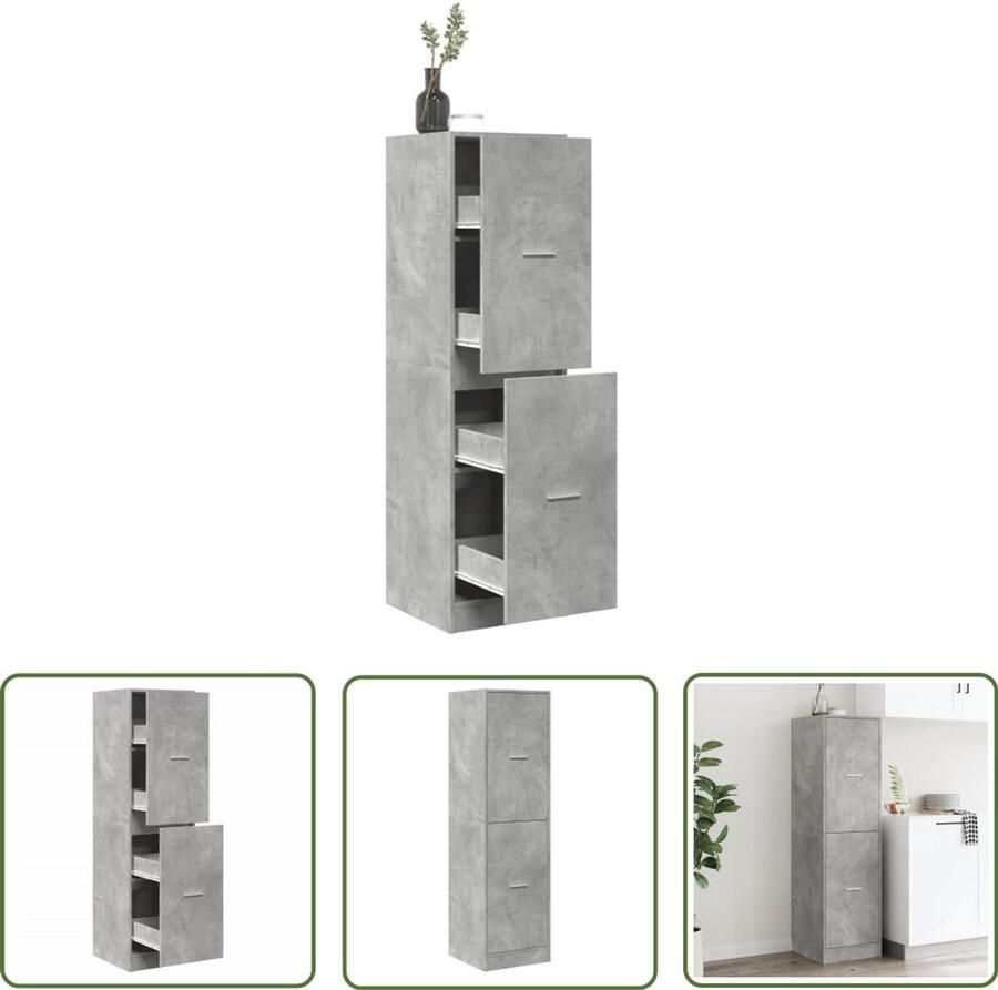 The Living Store Apothekerskast 40x41x144 5 cm bewerkt hout betongrijs Dynamische Sleutel Gereedschap Klikmechanisme Torque Wrench Draai Moment