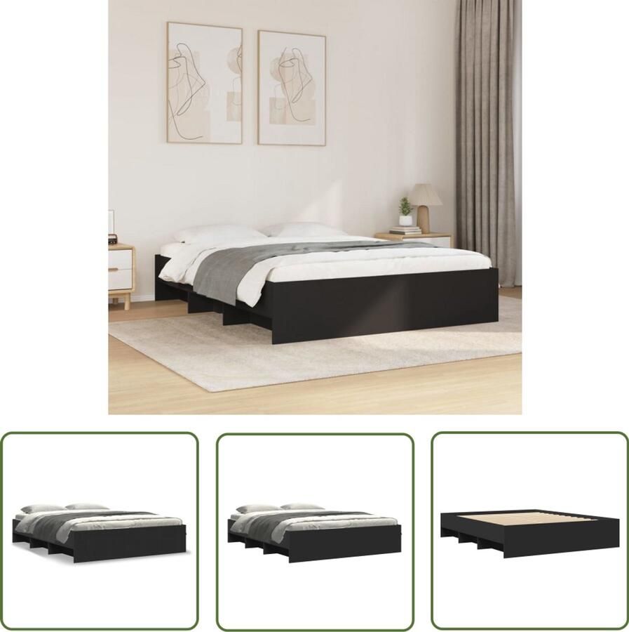 VidaXL Gereedschap Dynamische Sleutel Bedframe zonder matras 160x200 cm spaanplaat zwart Mechanica Draperp Tools Klikmechanisme