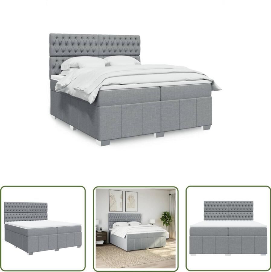 VidaXL Gereedschap Dynamische Sleutel Boxspring met matras stof lichtgrijs 200x200 cm Drapers Tools Klikmechanisme Torque Wrench