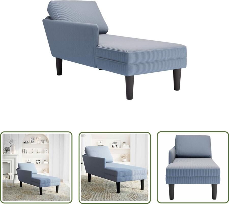 The Living Store Chaise longue met kussen corduroy stof blauw Dynamische Sleutel Gereedschap Klikmechanisme Torque Wrench Handgereedschap